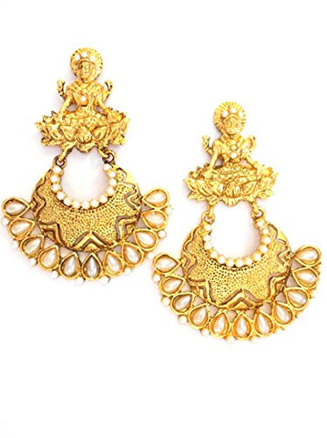 Silver Gold Plated Traditional Antique Chandbali Design Earrings - Etsy